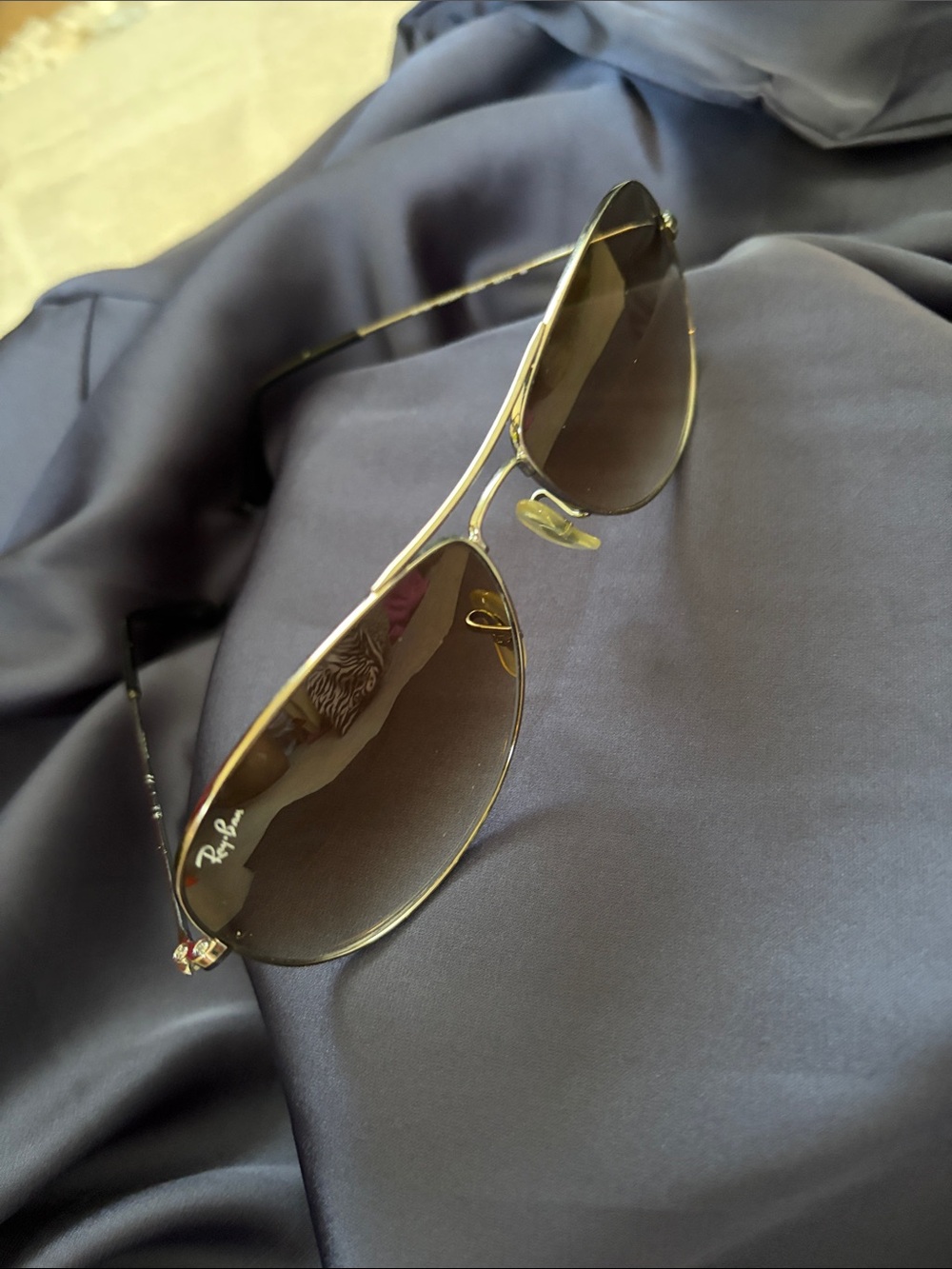 Ray-Ban Gold Frame Sunglasses with Brown Lenses